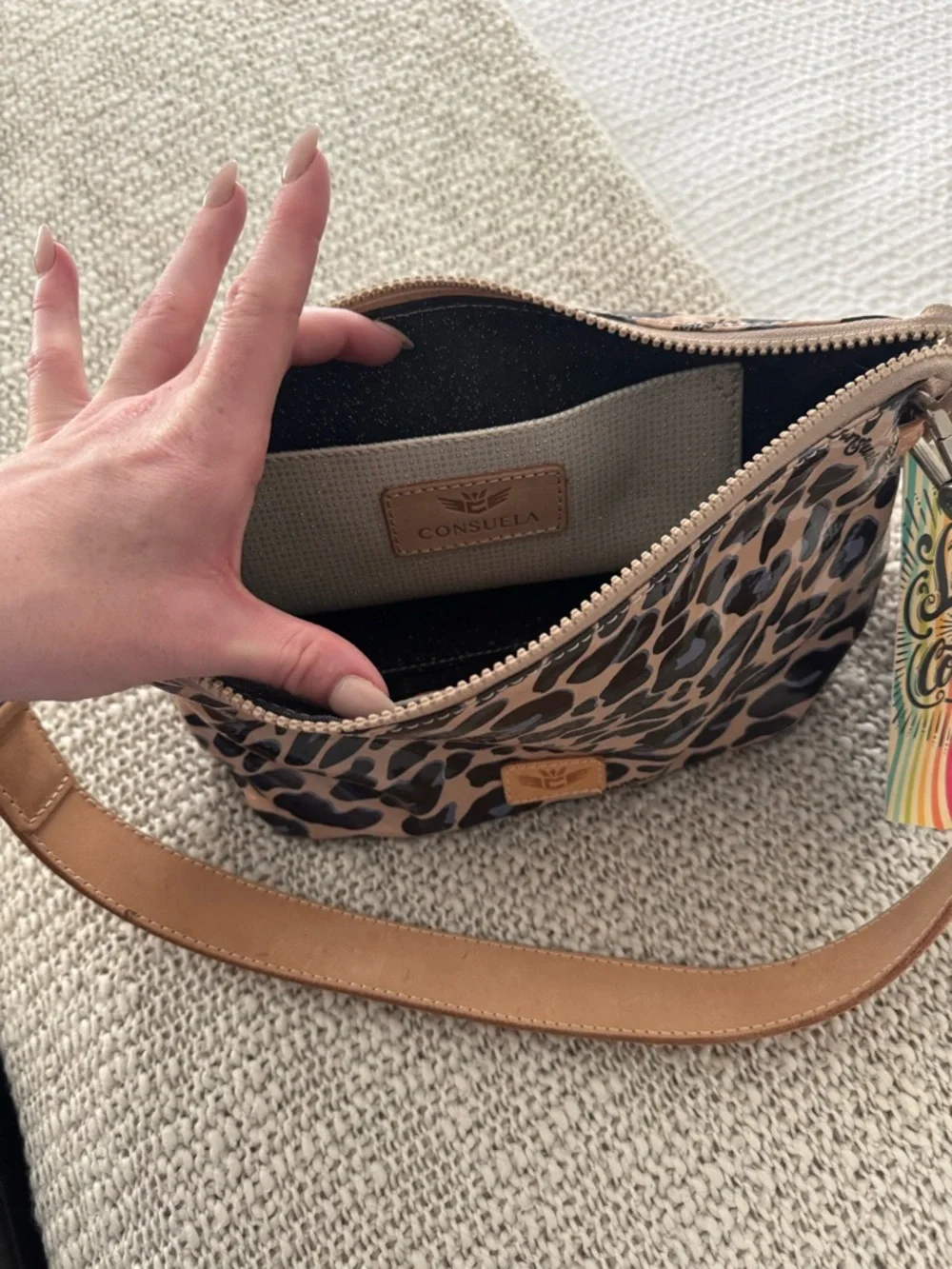 Consuela Leopard Print bag - Tan/Black - Picture 2 of 3